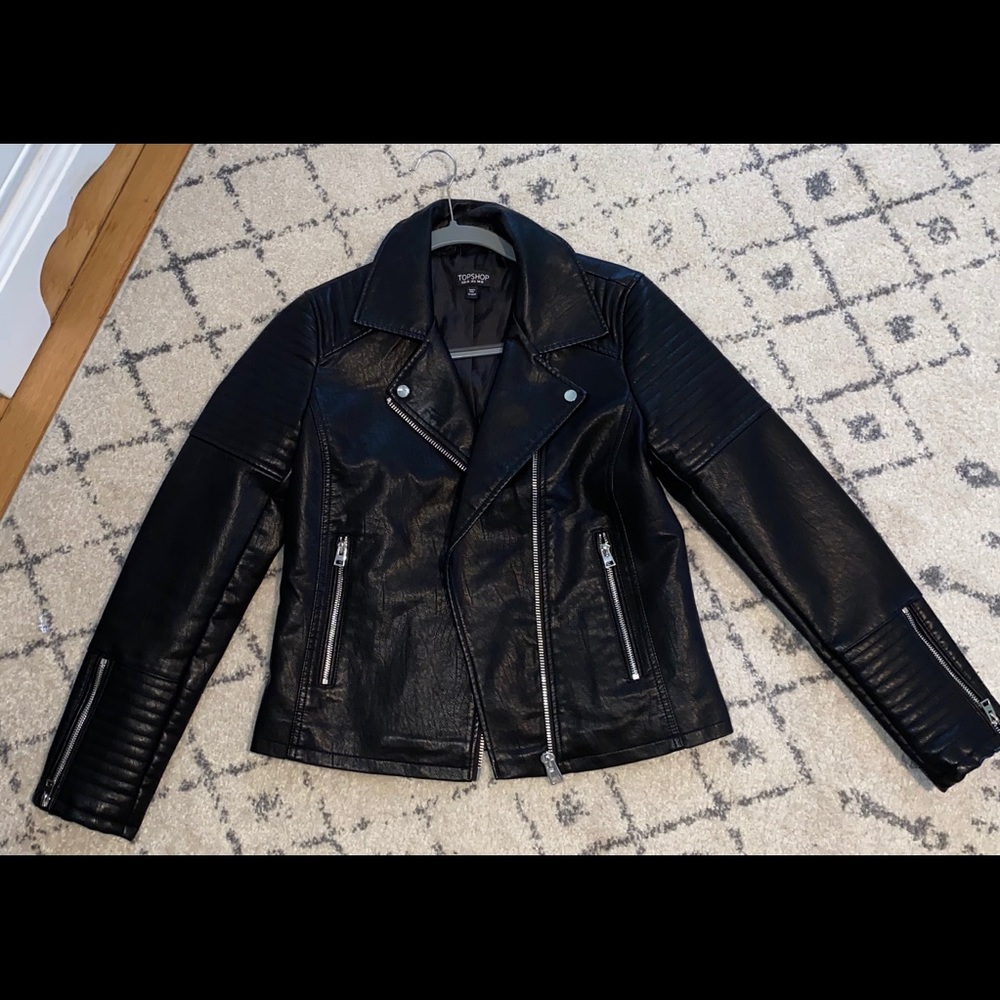 Topshop Faux Leather Moto Jacket